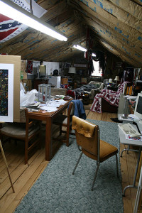 A man cave decorated with American Civil War memorabilia